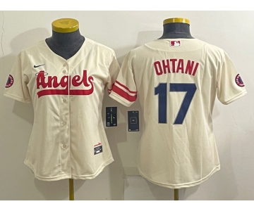 Women's Los Angeles Angels #17 Shohei Ohtani Cream 2022 City Connect Cool Base Stitched Jersey