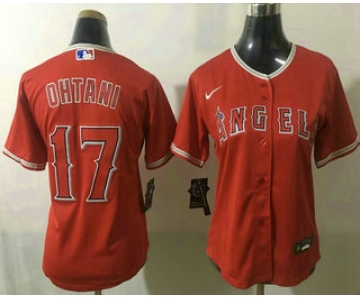 Women's Los Angeles Angels #17 Shohei Ohtani Red Stitched MLB Cool Base Nike Jersey