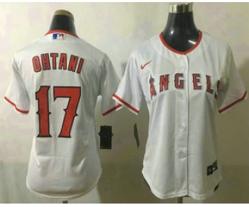 Women's Los Angeles Angels #17 Shohei Ohtani White Home Stitched MLB Cool Base Nike Jersey