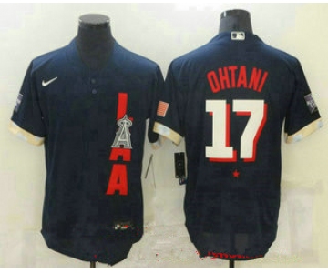 men's los angeles angels #17 shohei ohtani navy blue 2021 mlb all star stitched flex base nike jersey