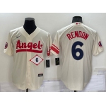 Men's Los Angeles Angels #6 Anthony Rendon Number Cream 2022 City Connect Cool Base Stitched Jersey