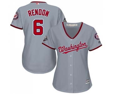 Nationals #6 Anthony Rendon Grey Road 2019 World Series Bound Women's Stitched Baseball Jersey