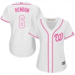 Nationals #6 Anthony Rendon White Pink Fashion Women's Stitched Baseball Jersey