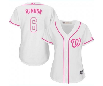 Nationals #6 Anthony Rendon White Pink Fashion Women's Stitched Baseball Jersey