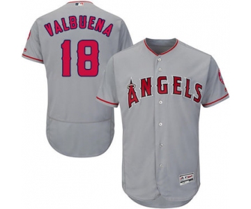 LA Angels of Anaheim #18 Luis Valbuena Grey Flexbase Authentic Collection Stitched Baseball Jersey