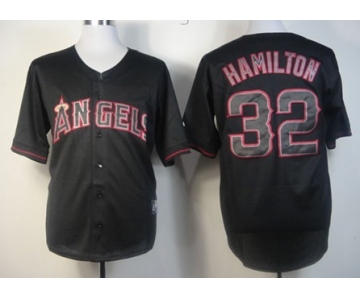 LA Angels of Anaheim #32 Josh Hamilton Black Fashion Jersey