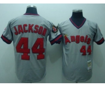 LA Angels of Anaheim #44 Reggie Jackson 1985 Gray Throwback Jersey