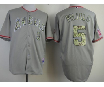 LA Angels of Anaheim #5 Albert Pujols Gray With Camo Jersey