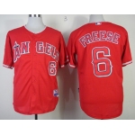 LA Angels of Anaheim #6 David Freese Red Jersey