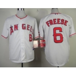 LA Angels of Anaheim #6 David Freese White Jersey