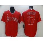 Men Los Angeles Angels 17 Ohtani Red Game 2021 Nike MLB Jersey