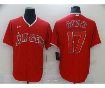 Men Los Angeles Angels 17 Ohtani Red Game 2021 Nike MLB Jersey