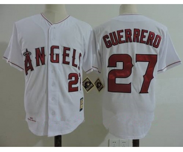 Men's California Angels #27 Vladimir Guerrero White 2004 Throwback Cooperstown Collection Stitched MLB Mitchell & Ness Jersey