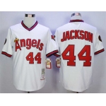 Men's LA Angels Of Anaheim #44 Reggie Jackson White 1982 Throwback Jersey