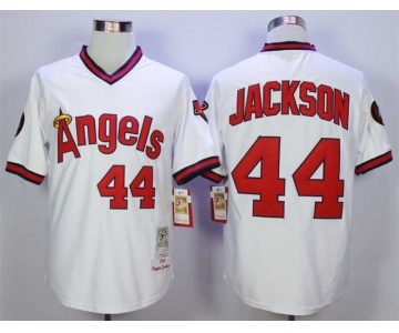 Men's LA Angels Of Anaheim #44 Reggie Jackson White 1982 Throwback Jersey