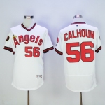 Men's LA Angels of Anaheim #56 Kole Calhoun White Pullover 2016 Flexbase Majestic Baseball Jersey