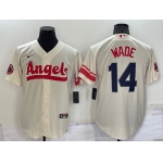 Men's Los Angeles Angels #14 Tyler Wade Cream 2022 City Connect Cool Base Stitched Jersey