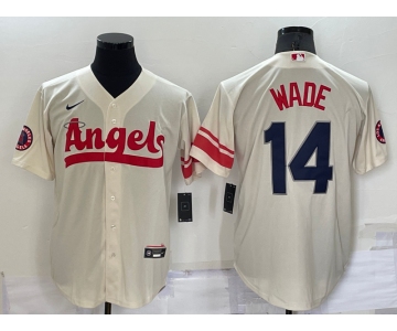 Men's Los Angeles Angels #14 Tyler Wade Cream 2022 City Connect Cool Base Stitched Jersey