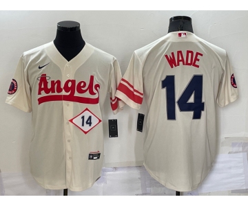 Men's Los Angeles Angels #14 Tyler Wade Number Cream 2022 City Connect Cool Base Stitched Jersey