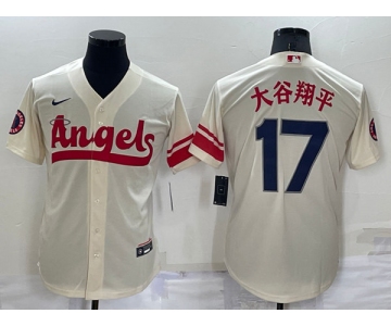 Men's Los Angeles Angels #17 大谷翔平 2022 Cream City Connect Cool Base Stitched Jersey