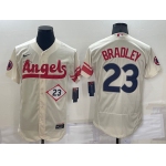 Men's Los Angeles Angels #23 Archie Bradley Number Cream 2022 City Connect Flex Base Stitched Jersey