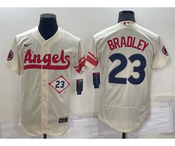 Men's Los Angeles Angels #23 Archie Bradley Number Cream 2022 City Connect Flex Base Stitched Jersey