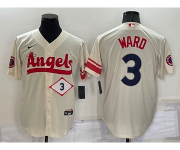 Men's Los Angeles Angels #3 Taylor Ward Number Cream 2022 City Connect Cool Base Stitched Jersey