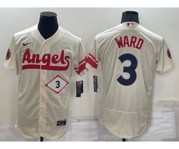 Men's Los Angeles Angels #3 Taylor Ward Number Cream 2022 City Connect Flex Base Stitched Jersey