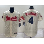 Men's Los Angeles Angels #4 Andrew Velazquez Cream 2022 City Connect Flex Base Stitched Jersey
