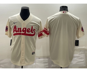 Men's Los Angeles Angels Blank Cream 2022 City Connect Cool Base Stitched Jersey