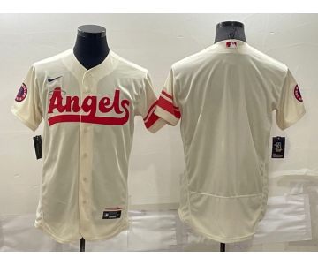 Men's Los Angeles Angels Blank Number Cream 2022 City Connect Flex Base Stitched Jersey