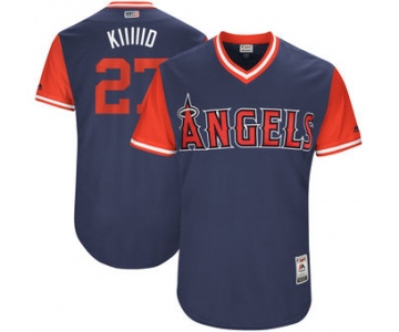 Men's Los Angeles Angels Mike Trout Kiiiiid Majestic Navy 2017 Players Weekend Authentic Jersey