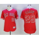 Men's Los Angeles Angels Of Anaheim #29 Rod Carew Retired Red Stitched MLB Majestic Flex Base Jersey