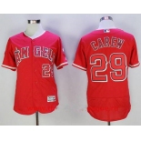 Men's Los Angeles Angels Of Anaheim #29 Rod Carew Retired Red Stitched MLB Majestic Flex Base Jersey