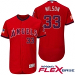 Men's Los Angeles Angels Of Anaheim #33 C.J. Wilson Red Stars & Stripes Fashion Independence Day Stitched MLB Majestic Flex Base Jersey