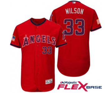 Men's Los Angeles Angels Of Anaheim #33 C.J. Wilson Red Stars & Stripes Fashion Independence Day Stitched MLB Majestic Flex Base Jersey