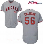 Men's Los Angeles Angels Of Anaheim #56 Kole Calhoun Gray Road Stitched MLB Majestic Flex Base Jersey