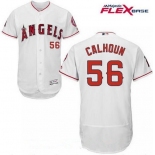 Men's Los Angeles Angels Of Anaheim #56 Kole Calhoun White Home Stitched MLB Majestic Flex Base Jersey