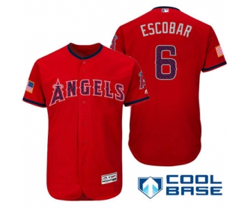 Men's Los Angeles Angels Of Anaheim #6 Yunel Escobar Red Stars & Stripes Fashion Independence Day Stitched MLB Majestic Cool Base Jersey