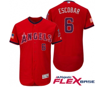 Men's Los Angeles Angels Of Anaheim #6 Yunel Escobar Red Stars & Stripes Fashion Independence Day Stitched MLB Majestic Flex Base Jersey