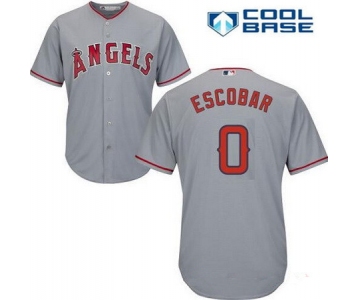 Men's Los Angeles Angels of Anaheim #0 Yunel Escobar Gray Road Stitched MLB Majestic Cool Base Jersey