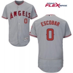 Men's Los Angeles Angels of Anaheim #0 Yunel Escobar Gray Road Stitched MLB Majestic Flex Base Jersey