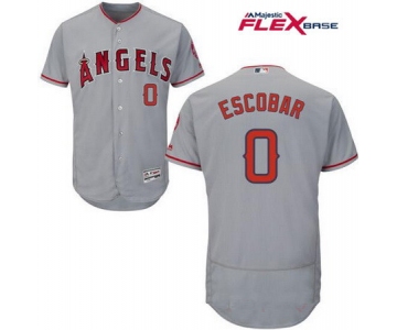 Men's Los Angeles Angels of Anaheim #0 Yunel Escobar Gray Road Stitched MLB Majestic Flex Base Jersey