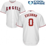 Men's Los Angeles Angels of Anaheim #0 Yunel Escobar White Home Stitched MLB Majestic Cool Base Jersey