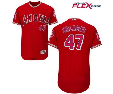 Men's Los Angeles Angels of Anaheim #47 Ricky Nolasco Red Alternate Stitched MLB Majestic Flex Base Jersey