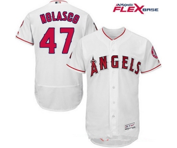 Men's Los Angeles Angels of Anaheim #47 Ricky Nolasco White Home Stitched MLB Majestic Flex Base Jersey
