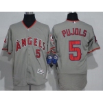 Men's Los Angeles Angels of Anaheim #5 Albert Pujols Gray Road Stitched MLB Majestic Flex Base Jersey