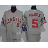 Men's Los Angeles Angels of Anaheim #5 Albert Pujols Gray Road Stitched MLB Majestic Flex Base Jersey