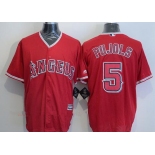 Men's Los Angeles Angels of Anaheim #5 Albert Pujols Red Stitched MLB Majestic Cool Base Jersey