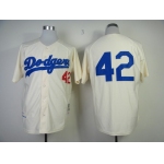 Los Angeles Dodgers #42 Jackie Robinson 1955 Cream Throwback Jersey